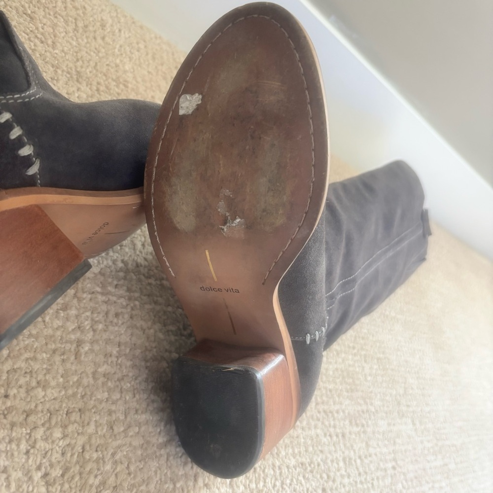Dolce Vita Brown Suede Tall Western Boots Block Heel Women’s Size 7.5​ - Picture 9 of 12